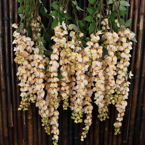 Bouquet de fleurs artificielles de glycine à 6 branches en soie pour décoration de plafond de mariage, mur de hall d'hôtel - Product Image 2