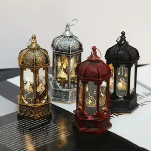 New Arrival Moroccan Led Light Lantern Ramadn Eid Mubarak Plastic Lamp Indoor Decoration Ornaments