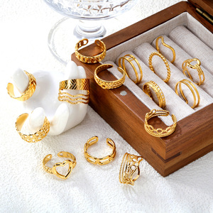 แหวนเปิดรูปทรงเรขาคณิต สแตนเลสสตีล สำหรับทุกเพศ ของขวัญเครื่องประดับแฟชั่น - Product Image 1