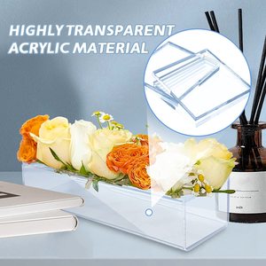 Hot Sale Clear Acrylic Rectangular <strong>Flower</strong> <strong>Vase</strong> <strong>Flower</strong> Container Planter Pot Long <strong>Flower</strong> Pot Decorative <strong>Vase</strong> Floral Centerpiece - Product Image 6