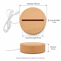 Base de lampe de nuit intelligente, base de lampe à illusion 3D, support en bois lumineux à LED, support de lampe à boule de cristal acrylique, base de lampe de nuit DIY USB