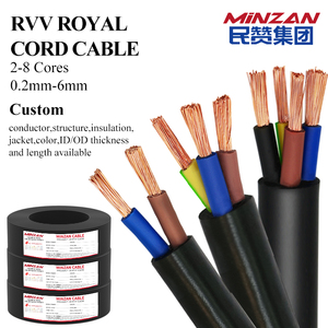 Cable Eléctrico Multifilar de <span class=keywords><strong>Cobre</strong></span> MiNZAN al por Mayor, 2, <span class=keywords><strong>3</strong></span>, <span class=keywords><strong>4</strong></span>, 5 Núcleos, RVV NYY, 0.75, 1, 1.5, <span class=keywords><strong>4</strong></span>, 6 mm, Cables de Alimentación H05vvf - Product Image 1