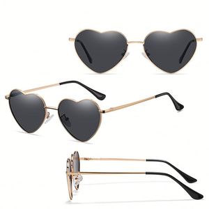 Lunettes de soleil polarisées vintage en métal 2025 avec logo personnalisé pour la conduite, protection UV40, verres miroir colorés, lunettes de soleil cœur pour femmes - Product Image 6
