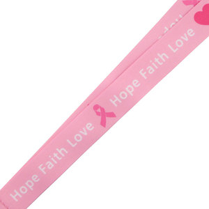 Kunden spezifisch bedrucktes Band Brustkrebs Bewusstsein Hals riemen Farbstoff Sublimation Polyester rosa <span class=keywords><strong>Lanyard</strong></span> - Product Image 4