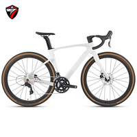 Vélo de route tout-terrain GRAVEL-V3 en fibre de carbone, frein à disque, axe traversant, 24 vitesses, frein à disque hydraulique, câblage interne complet