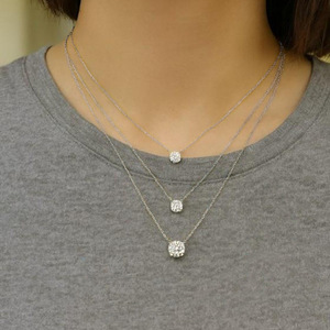 Collar Gargantilla Minimalista de Moissanita VVS GRA de Corte Redondo con Cadena Cruzada, Chapado en Oro de 14K, Venta al por Mayor de Fábrica para Mujer - Product Image 5