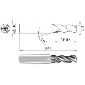 Aluminum 3-Flute End Mill [10mm]Dia Straight Shank for 6061/7075 High Efficiency Machining-Variable Helix 50% Higher MRR - Product Image 1