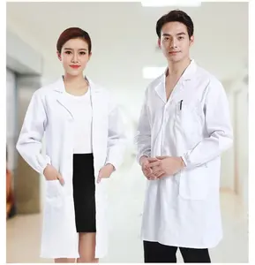 高品质医院护士医疗服装男士男女磨砂套装白色实验室外套医生制服