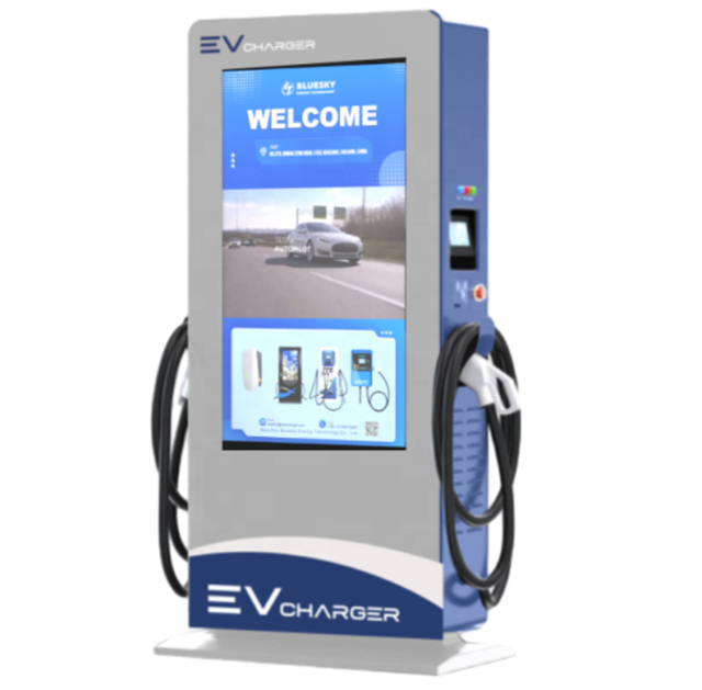 Bluesky Commercial 160kW Dual-Gun DC Fast EV Charger 55" Advertising Screen 95% Efficiency TUV CE Certified New 24-Month