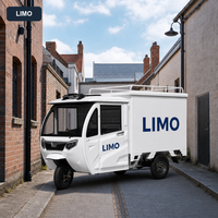 Tricycle de livraison électrique à cabine fermée, boîte de 1500 L pour colis par tous les temps, pneus avant 350-12 et arrière 375-12