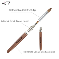 Hechunzi Nouveau design détachable et remplaçable, manche en bois de santal, 2 en 1, fournisseur d'outils de manucure, brosses à ongles