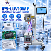 Marqueur laser UV IPS-LUV10W F 10 Watt 355nm, machine d'impression de données variables laser UV pour le marquage de codes QR, de codes-barres et de numéros de série