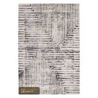 Tapis turc haut de gamme LandScopeTech, moderne, abstrait, gris et noir, tissé Wilton, motif crête de montagne 3D, tapis à poils ras en coton