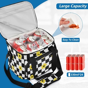 Hawaii Custom Checked Floral Reusable Lunch Bag Ice Pack Thermal Insulated Food Lunch Cooler Bag with Adjustable Shoulder Strap - Product Image 4