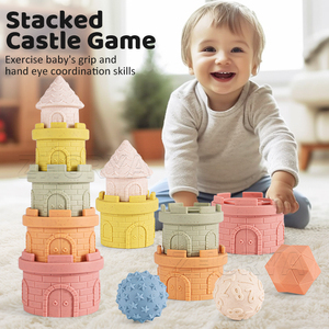 Zhorya sans BPA Silicone doux châteaux blocs <span class=keywords><strong>de</strong></span> construction dentition empilage anneau <span class=keywords><strong>de</strong></span> dentition enfant éducatif bébé empileur jouet empilable - Product Image 2