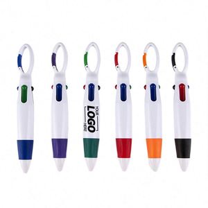 Bolígrafos Retráctiles de Plástico Duradero Personalizados, 4 Colores Neón en Uno, con Clip de Hebilla y Mosquetón, para Oficina/Escuela, Regalo para Estudiantes - Product Image 1