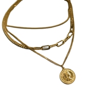 Pendentif portrait minimaliste inspiré d'Instagram, style européen et américain, collier à chaîne épaisse et audacieuse, bijou statement multi-couches