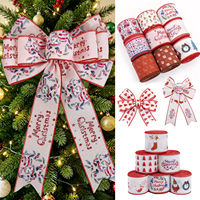 Ruban filé personnalisé de Noël à motif de dessin animé, 2,5 pouces, coloré, avec bord filé, pour bricolage, couronnes, nœuds, arrangements floraux et cadeaux