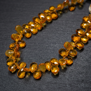 Perles ovales facettées en forme de briolette, style bouddhiste, faites à la main, en quartz citrine poli, objets culturels de collection, souvenirs - Product Image 2