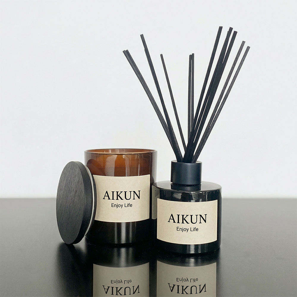 Labeled Black Square Jar Diffuser