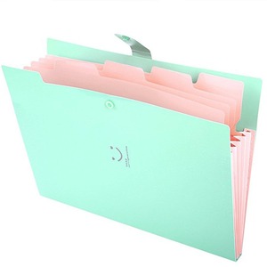 Waterproof A4 Document Organizer Bag Candy Color Plastic <strong>PP</strong> Expanding Button File <strong>Folder</strong> with 5 <strong>Pockets</strong> - Product Image 2