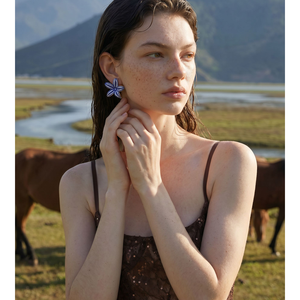 JINYOU 5897 Boho Beach Starfish Nautical Theme <strong>Blue</strong> White Glazed Enamel Stainless Steel Trendy <strong>Stud</strong> <strong>Earrings</strong> - Product Image 4