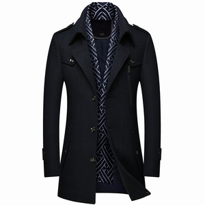 Manteau long en laine respirante de haute qualité, écologique, à col rabattu, épais, vente en gros, vestes d'hiver pour hommes, taille plus - Product Image 4