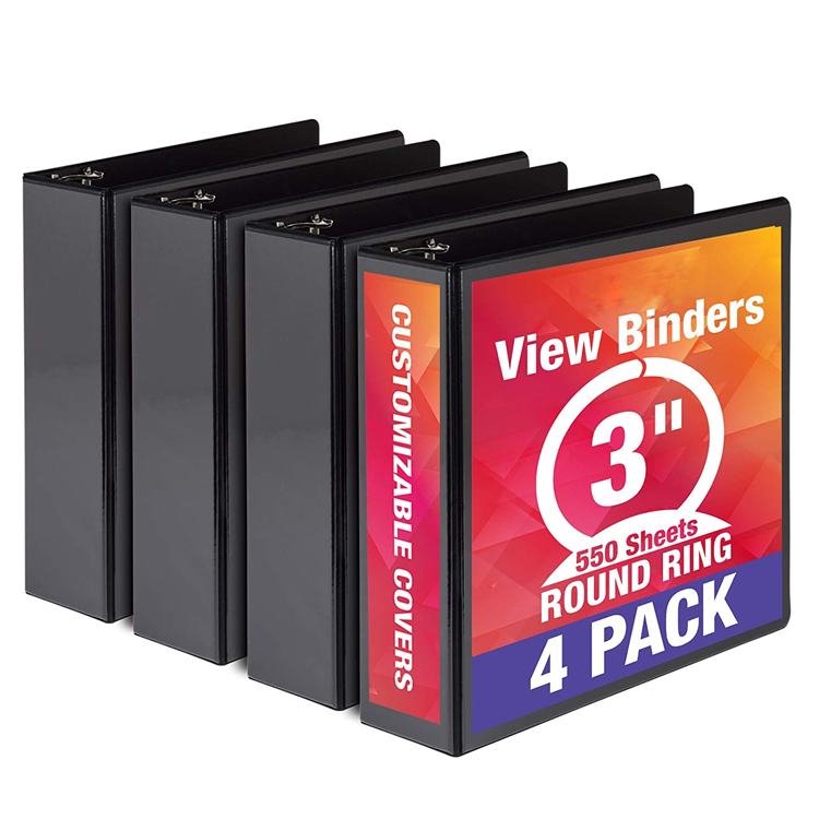 Настраиваемая Прозрачная Обложка 3 дюйма, черная Обложка с круглым кольцом