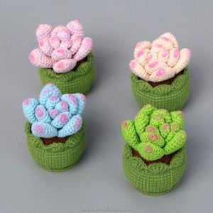 Plante succulente artificielle miniature verte faite à la main au crochet pour la décoration de voiture, de bureau ou comme gadget, idéale pour la Fête des Pères et Halloween - Product Image 1