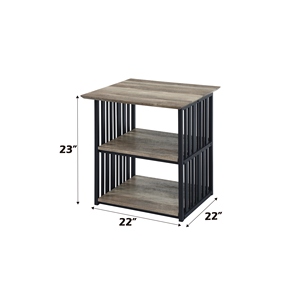 Table de chevet Zudora en chêne antique finition noire avec étagères de rangement, table d'appoint pour chambre à coucher - Product Image 3