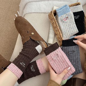 Осенне-зимние новинки: женские носки с заостренным носком из утолщенной шерстяной пряжи, влагоотводящие, повседневные, толстые женские носки-гольфы - Product Image 3