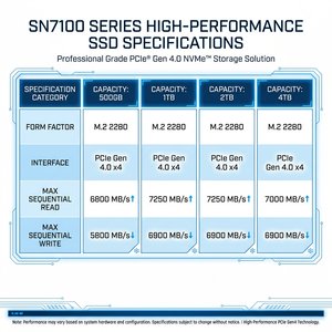 SSD M.2 NVMe 1TB Seri SN7100 PCIe Gen4 X4 Internal Solid State Drive Kecepatan Tinggi hingga 7250MB/s untuk Laptop dan Desktop - Product Image 6