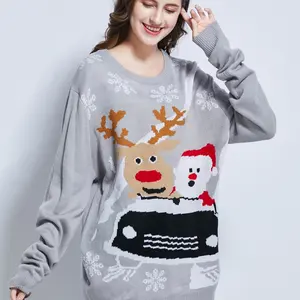 Team club player promotion theme motif jacquard unisex Christmas sweater rudolph reindeer Christmas sweater Xmas sweater