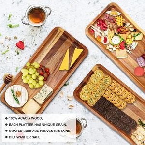 Soporte de exhibición de alimentos de madera de acacia, bandejas de madera elevadas, plato rústico, bandeja de Comida comercial para restaurante, bandeja para servir magdalenas de desayuno - Product Image 5