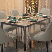 Nappe en plastique jetable transparente, imperméable et résistante à l'huile, style drap plat pour tables rondes/rectangulaires