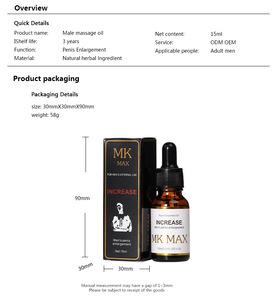 Huile de massage corporelle pour hommes MK MAX à base de plantes 10 ml, produits sexuels naturels purs de qualité supérieure pour la relaxation intime - Product Image 2