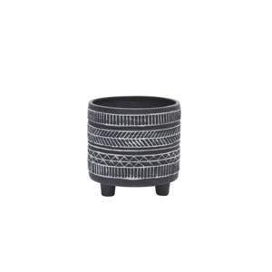 Jardinières modernes sur pied en céramique noire, pots décoratifs pour intérieur et extérieur, lot de deux - Product Image 3
