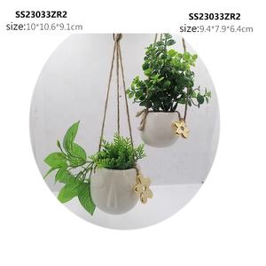 <span class=keywords><strong>Vase</strong></span> en céramique avec logo personnalisé à <span class=keywords><strong>accrocher</strong></span> <span class=keywords><strong>au</strong></span> <span class=keywords><strong>mur</strong></span> en corde de chanvre style nordique avec bouche de fleurs pour la décoration de cour - Product Image 3