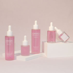 Flache Schulter Milchglas Tropf flasche 1 Unze 100ml Rosa und Weiß Transparente Hautpflege Ätherisches Öl Essenz Klare Flasche - Product Image 2