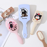 Peigne de massage en plastique ABS série Cow Cat, peigne à cheveux portable anti-statique pour femmes, design de chat de dessin animé, peigne de poche, vente en gros