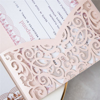Dernier design, pochette d'invitation de mariage en or rose, découpée au laser, faite à la main, amour, carte de fête d'anniversaire de luxe
