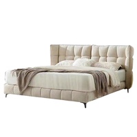 Lit double en cuir, lit moelleux, lit moderne de luxe, lit rembourré en cuir véritable