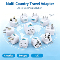 Adaptor Colokan Listrik Global 10A 250V, Konverter Soket Ekstensi Multi Negara Mini Portabel untuk Perjalanan Bisnis dan Studi