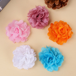 Accesorios para el cabello de gasa hechos a mano con flores pequeñas de 5 cm para niños, corsages, decoración de zapatos, sombreros, flores de tela para bricolaje - Product Image 1