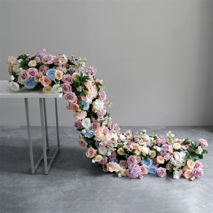 LFB2171-1 rose fleur rangées fleur artificielle chemin de Table mariage île coureur toile de fond accessoires fleur rayure - Product Image 4