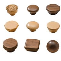 Poignée de tiroir en bois massif à trou unique, forme carrée, nouveau style chinois, bouton de meuble pour armoire et placard