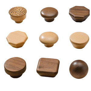 Kenop Laci Kayu Solid Bentuk Bola Persegi Gaya Cina Baru Gagang Pintu Lemari Kayu Kenop Anak-anak - Product Image 5