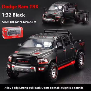 Coche de Juguete de Metal Fundido a Presión, Modelo Ram TRX Pickup, Escala 1:32, con Sonido y Luz, Función de Retroceso, para Niños - Product Image 6