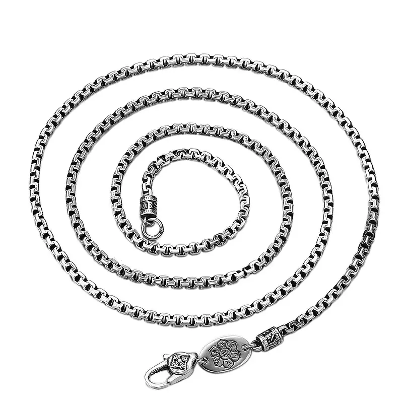 925 Sterling Silver 24Inch Heavy Neck Box Chain Necklace Jewelry Accessories For Men Women