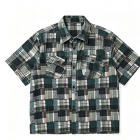 Kemeja Pria Musim Panas Kasual Motif Kotak-kotak Tie Dye Bahan Katun 100% Bernapas Lengan Pendek Kerah Lipat Retro Warna Blok Kancing Longgar Model Crop